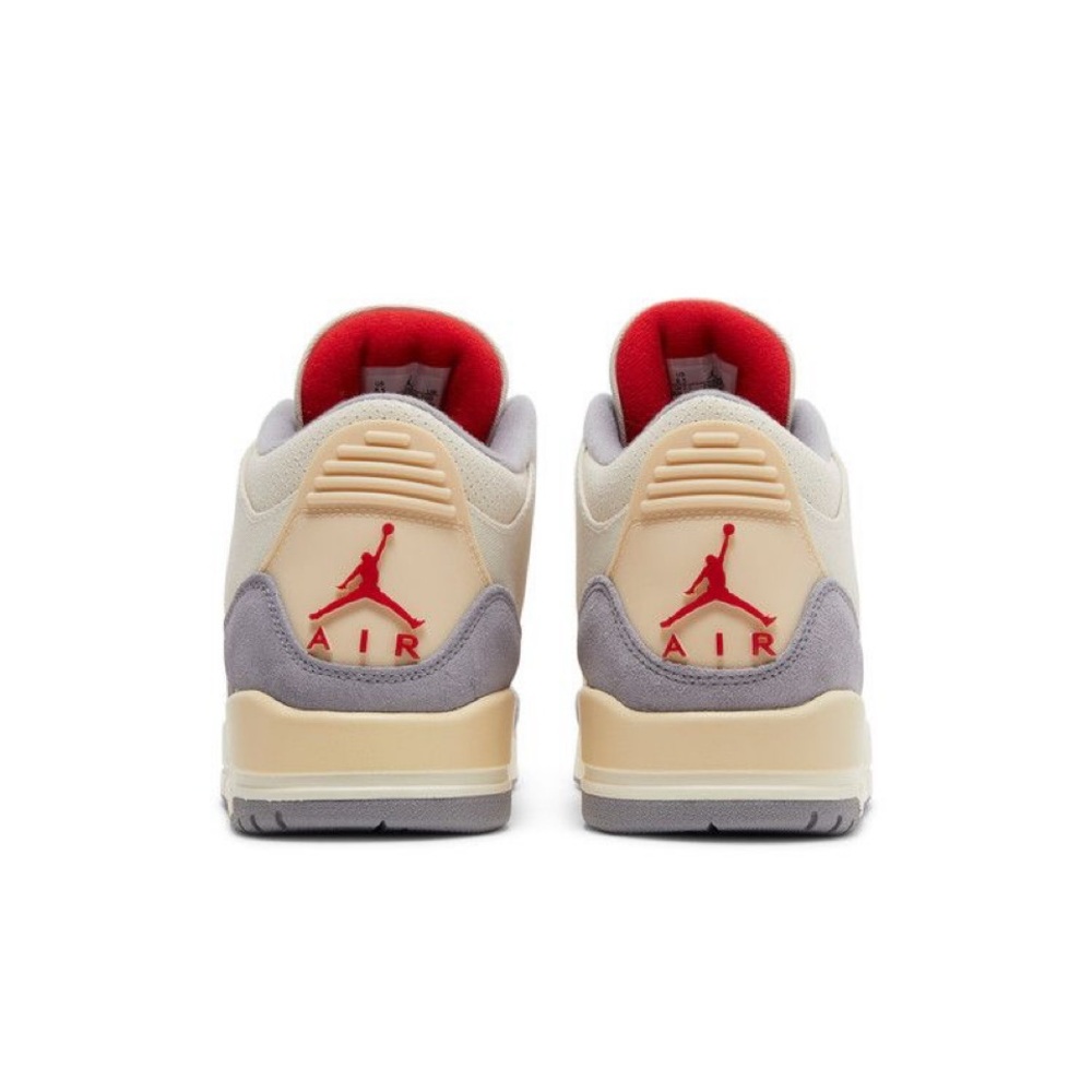 Jordan Cream and Gray Sneakers with Red Accents - Picture 2 of 3